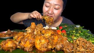 Chicken Intestines And Leg Pieces , Extra Gravy, Mukbang || Won Eating Show