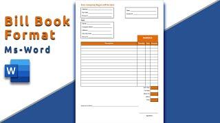 How to make Bill Book Format in Microsoft Word 2019 | how to create Bill Book in Ms word | Bill Book