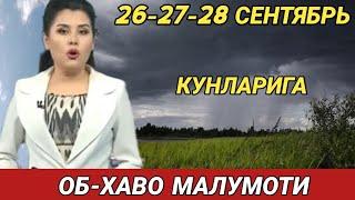 26-27-28 СЕНТЯБРЬ   КУНЛАРИ УЧУН ОБ ХАВО МАЛУМОТИ, ob havo