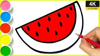 How to Draw a Cute Watermelon Ice Cream || Easy for Beginners Drawing Watermelon | Colouring Drawing