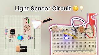 How to build a light sensor circuit using LDR and BC547 on breadboard - Full explanation