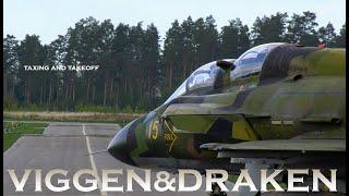 Viggen and Draken taxing and takeoff. Nice sound! 4K