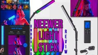 Neewer LED RGB Light Stick Kit Unboxing&Review | 4K