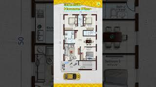 30’× 50’  house plan, 3-bhk with porch, 30 by 50 home plan, 30*50 house design, #floorplan #instyle