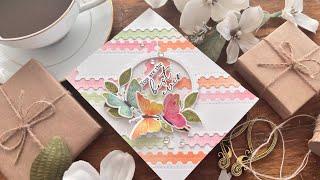 Postage Edge Background and a FLOATING Greeting! | Pinkfresh Studio | How to make a Card