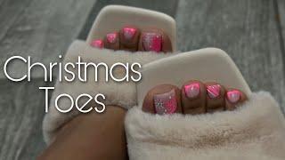 At Home Toe Makeover | Christmas Toe Nail Art