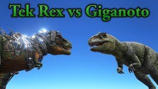 Tek Rex vs Giganotosaurus! || ARK: Survival Evolved || Cantex