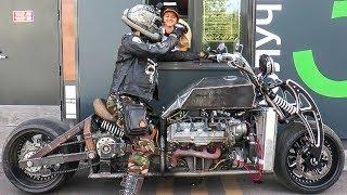 Самодельный мотоцикл с v8 "GangRena". Испытания в городе. Custom bike with v8. Серия 7.