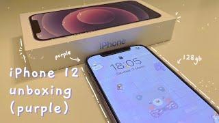 iphone 12 (purple) unboxing || 128 gb || aesthetic + a bit of asmr ️