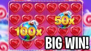 LUCKY SWEET BONANZA WIN... (HEARTS AND 100X)