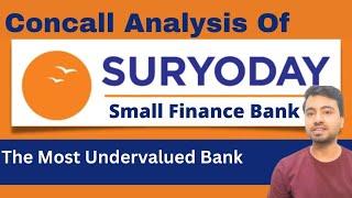 Suryoday Bank- The Most Undervalued Bank| Suryoday Bank Stock Analysis |Suryoday Bank Q1FY25 Concall