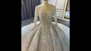 NS3971 Amanda Novias Luxury Sparkle long sleeve wedding dress 2020 aliexpress shopping wedding gown