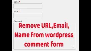 Wordpress Theeme Development part -15.How to Remove email,URL any Field from WordPress Comment Form