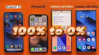S23 Ultra vs S22 Ultra vs iPhone 14 vs Xiaomi 13 Battery Test From 100% to 0%