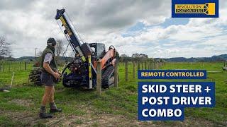 Remote Controlled Skid Steer + Post Driver Combo | 1-Man Fencing Powerhouse