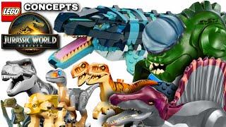 LEGO D REX, JP3 SPINOSAURUS, JW MOSASAURUS, T REX & MORE CONCEPTS!! | Lego Jurassic World Rebirth