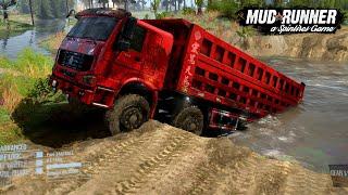 Spintires: MudRunner - Logging with heavy load Monster Truck Crossing the River   2023