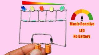 Very Simple Music Reactive LED Circuit | No Battery | No IC & Transistor Using