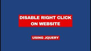 Disable Right Click on Website Using JQuery - How To Code School