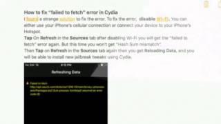 How to fix “failed to fetch” error in Cydia (Instructions Also In Description)