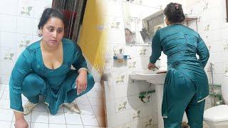 How To Washed Washroom | Village Women Work | Pakistani Housewife Cleaning Vlog | Morning Routine