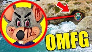 DRONE CATCHES CHUCK E CHEESE.EXE AT HAUNTED BEACH RUNNING AROUND!! (HE CAME AFTER US!!)