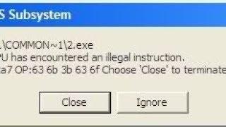 NTVDM ERROR in Windows  CPU Has Encountered an Illegal Instruction. CS:0dbc IP:0....