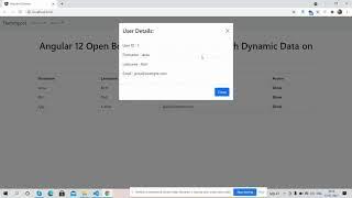 Angular 12 Open Bootstrap 5 Modal Popup with Dynamic Data on Button Click Table Row