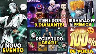 AMANHÃ!! 10 MIL DIAMANTES DE GRAÇA?, SOMBRA ROXA, ITENS POR 9 DIMAS, BONUS 100%, NOVIDADES FREE FIRE