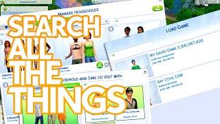 Search Households and Saves! New Sims 4 Mods!