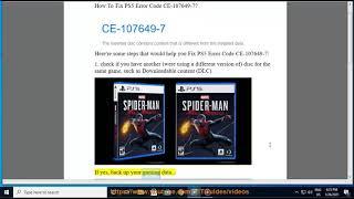 Fix PS5 Error Code CE-107649-7