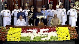 President Kovind addresses the farewell function in the Central Hall of Parliament