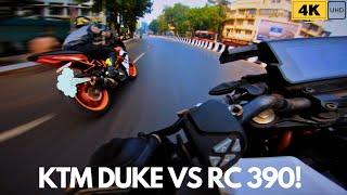 KTM DUKE 390 VS RC 390 - FAST CITY SPIN FT.ARYA U [4K / MOTOVLOG]