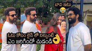 Allu Arjun Fun With Jr NTR At Polling Booth To Cast Their Vote | #TelanganaElections | Always Filmy