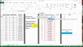 kNN Machine Learning Algorithm - Excel