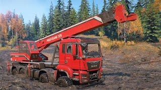 SnowRunner - MAN TGS 480 8x8 Crane Driving Mud Offroad