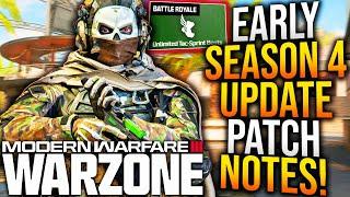 WARZONE: All EARLY SEASON 4 UPDATE PATCH NOTES & Major GAMEPLAY CHANGES Revealed! (MW3 Season 4)
