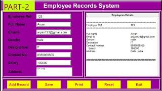 Employee record management system using tkinter in python || Python GUI project || PART-2 #tkinter