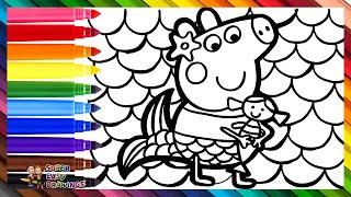 Draw and Color Peppa Pig as a Mermaid ‍️ Drawings for Kids