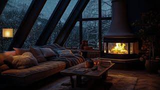 Winter paradise with relaxing snowfall | Beat stress with blizzard sounds, fireplace, ASMR