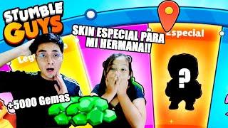 DESBLOQUEAMOS LA PRIMERA SKIN ESPECIAL (PROHIBIDA) DE MI HERMANA DE 10 AÑOS | Stumble Guys | JehxTp