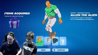 Gifting My Kid NEW Fortnite Alien Skin Unlocking Invincible ALLEN THE ALIEN Skin Bundle & MORE