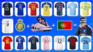 Guess the JERSEY Song, Clubs and Boots of Famous Football Players | Ronaldo, Messi, Neymar, Mbappe