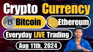 Bitcoin Live Trading 11thAug 2024 |Crypto Currency for Beginners |Crypto Futures & Options in Telugu