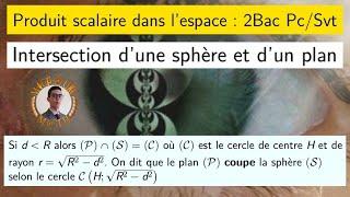 Produit scalaire dans l’espace —  sphère et un plan — 2Bac Pc/Svt