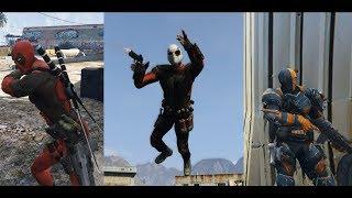 Deadpool VS Deathstroke VS Deadshot - Epic Battle (GTA 5)