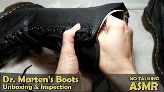 No Talking ASMR | Dr. Marten's Boot Unboxing & Inspection - Seam Tracing, Zippers & Laces