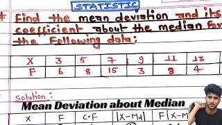 Mean Deviation from Median for Discrete series |ungrouped data |statistics|Mean Deviation concept