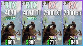 RTX 4070 SUPER vs RTX 4070 TI SUPER vs RX 7900 XT vs RX 7900 XTX - Test in 20 Games