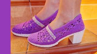 ️ТУФЛИ ЖЕНСКИЕ БЛЕСКМК ДЛЯ НОВИЧКОВ ВЯЖЕМ КРЮЧКОМ  CROCHET SHOES